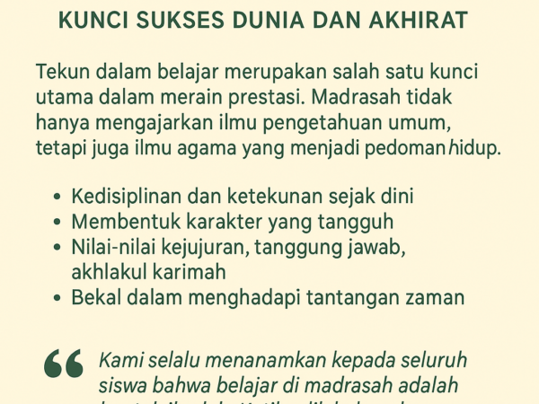Pentingnya Belajar dengan Tekun di Madrasah: Kunci Sukses Dunia dan Akhirat Pentingnya Belajar dengan Tekun di Madrasah: Kunci Sukses Dunia dan Akhirat